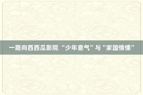 一路向西西瓜影院 “少年意气”与“家国情愫”