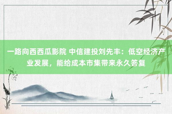 一路向西西瓜影院 中信建投刘先丰：低空经济产业发展，能给成本市集带来永久答复