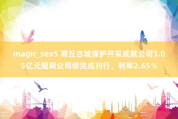 magic_sex5 商丘古城保护开采成就公司3.05亿元短期公司债完成刊行，利率2.65％
